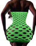 Miniatyrbillede 4 af 11: GLOW IN THE DARK mesh bodystocking med et hul reflekterende kjole