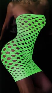 GLOW IN THE DARK mesh bodystocking med et hul reflekterende kjole