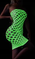 Miniatyrbillede 6 af 11: GLOW IN THE DARK mesh bodystocking med et hul reflekterende kjole