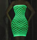 Miniatyrbillede 8 af 11: GLOW IN THE DARK mesh bodystocking med et hul reflekterende kjole
