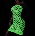 Miniatyrbillede 9 af 11: GLOW IN THE DARK mesh bodystocking med et hul reflekterende kjole