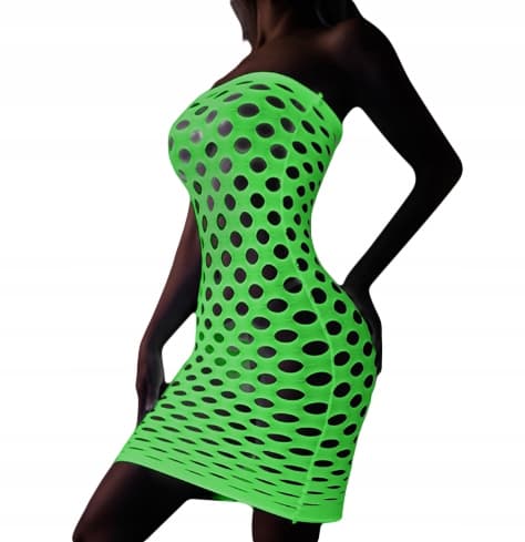 GLOW IN THE DARK mesh bodystocking med et hul reflekterende kjole