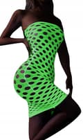 Miniatyrbillede 1 af 11: GLOW IN THE DARK mesh bodystocking med et hul reflekterende kjole