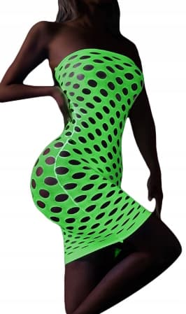 GLOW IN THE DARK mesh bodystocking med et hul reflekterende kjole