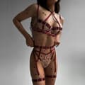 Miniatyrbillede 3 af 8: Sexet lingerisæt RØD BLONDE ÅBEN BH Hjerte M
