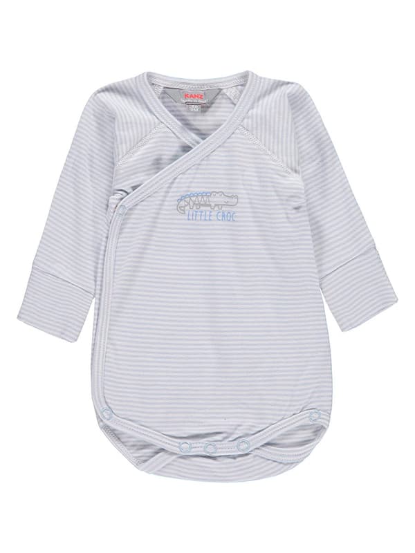 Pojkars långärmade bodysuit, grå och vit, ränder, Kanz