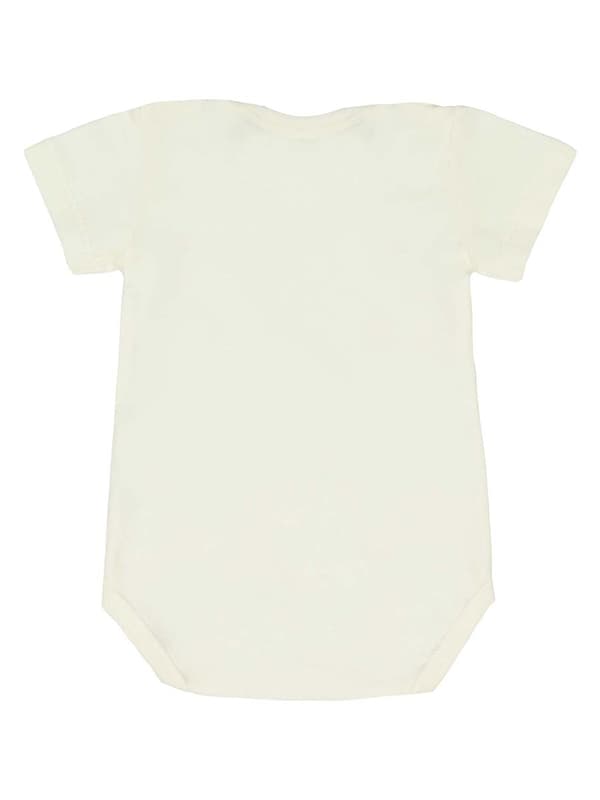 Babybody med korte ærmer, ecru, elefanter, Kanz