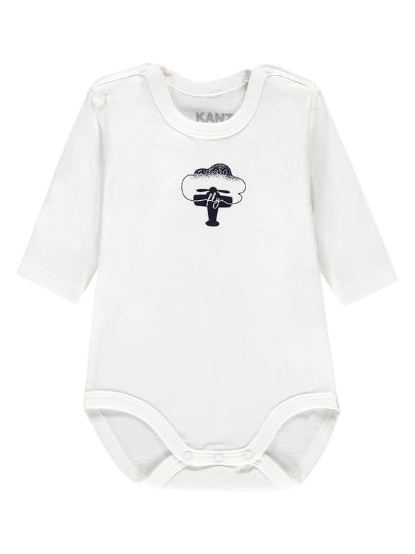 Drenge langærmet bodysuit, hvid, Kanz