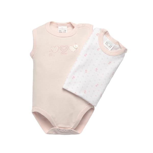 2-pak Ærmeløs Baby Bodysuit Hvid Pink Olimpias