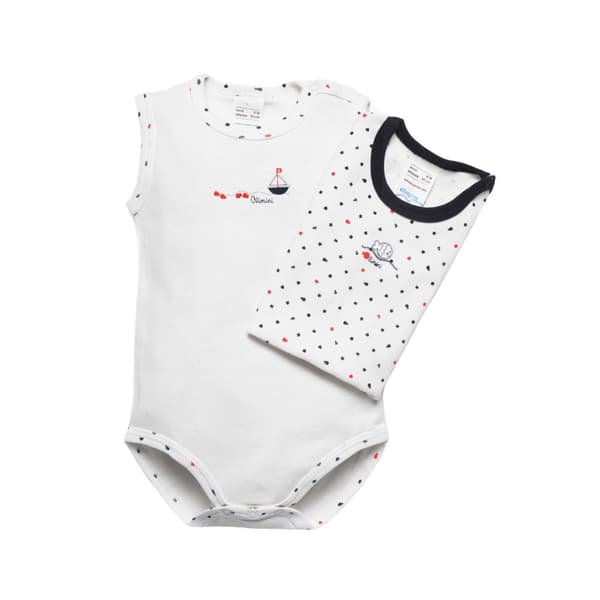 2-pack Ärmlös Baby Sjömansbody Vit Olimpias