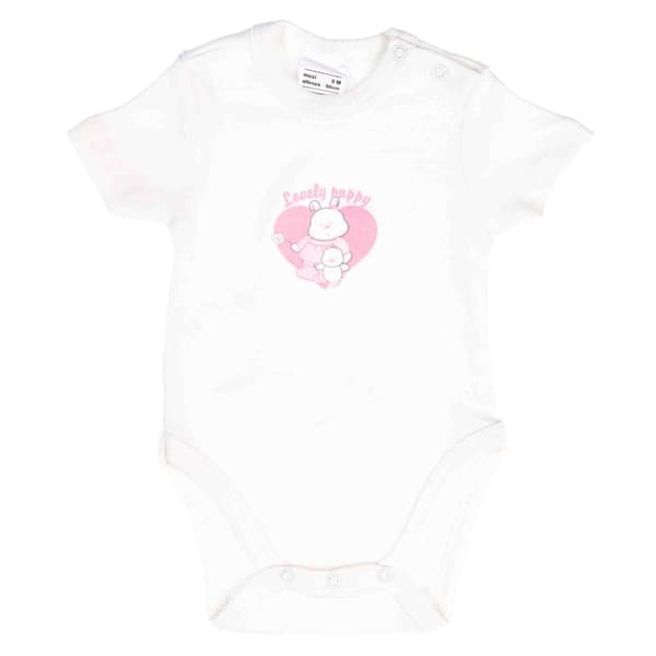 Babybody med korta ärmar i fin ecrufärgad färg från Olimpias