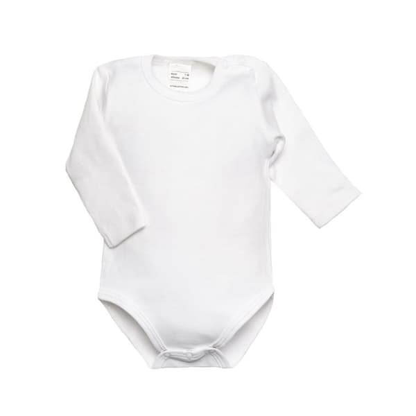 Babybody med lange ærmer, ensfarvet hvid, Olimpias