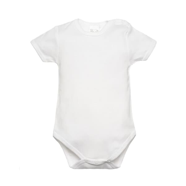 Babybody med korte ærmer, ensfarvet hvid, Olimpias
