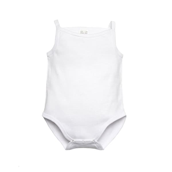Babybody med tynde stropper, ensfarvet hvid, Olimpias