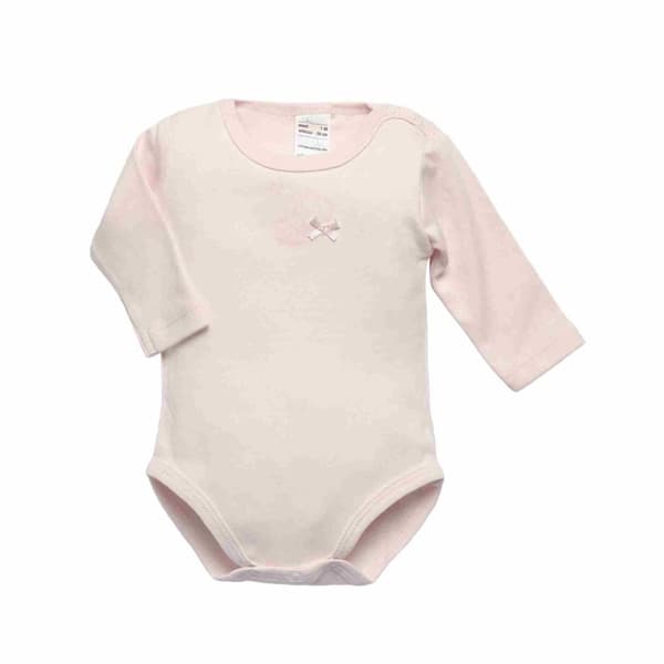 Babybody med lange ærmer og sløjfe, pink Olimpias
