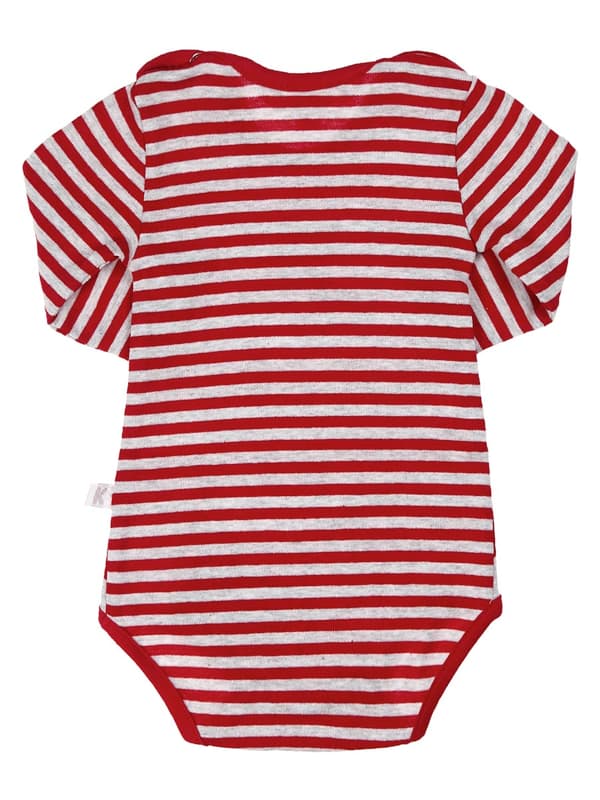Kanz Rød og Grå Langærmet Baby Bodysuit