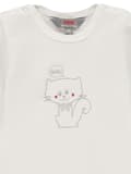 Miniatyrbillede 3 af 3: Baby langærmet bodysuit med katteprint, hvid Kanz