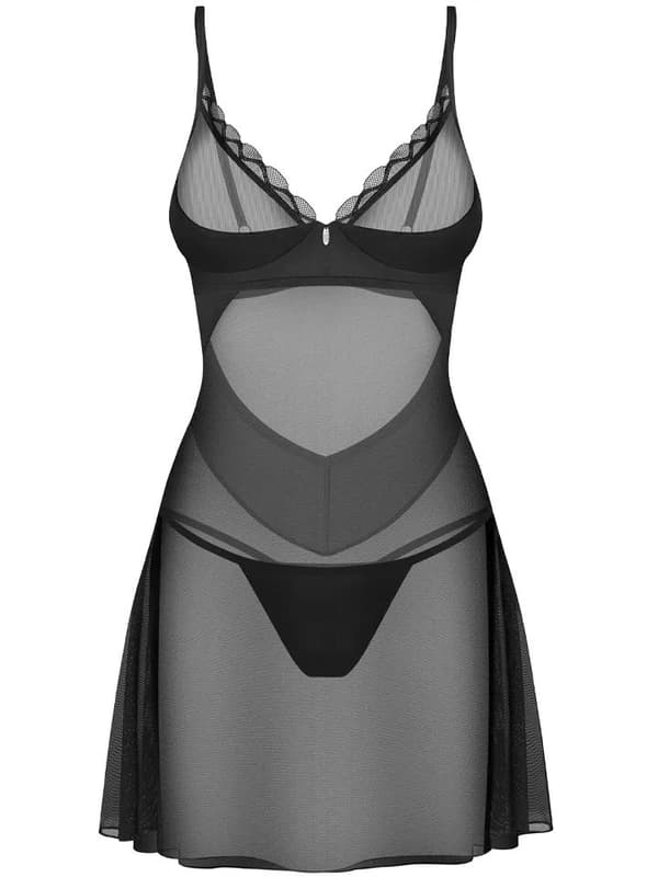 Obsessive Stelisa Chemise & Thong Black Chemise & Babydoll
