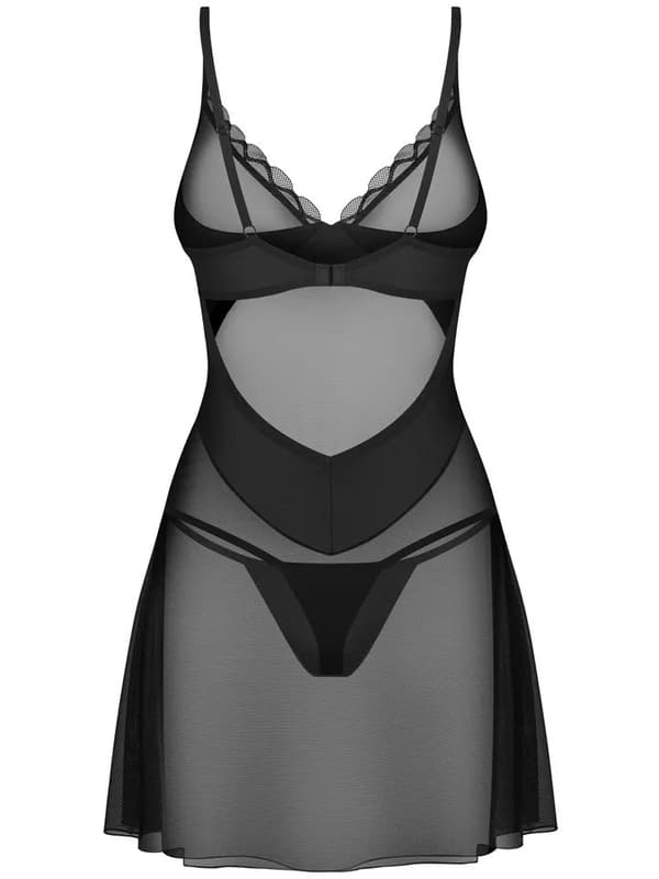 Obsessive Stelisa Chemise & Thong Black Chemise & Babydoll