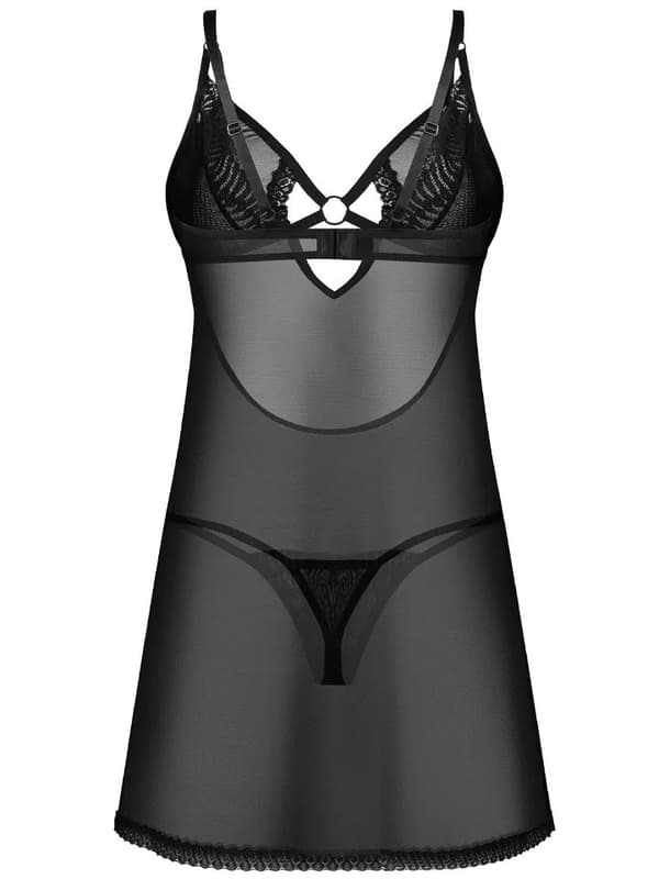 Obsessive Alliane Chemise & Thong Black Chemise & babydoll