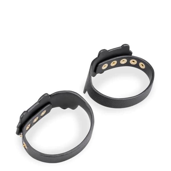 BDSM fotledsarmband i konstläder katt - Svart