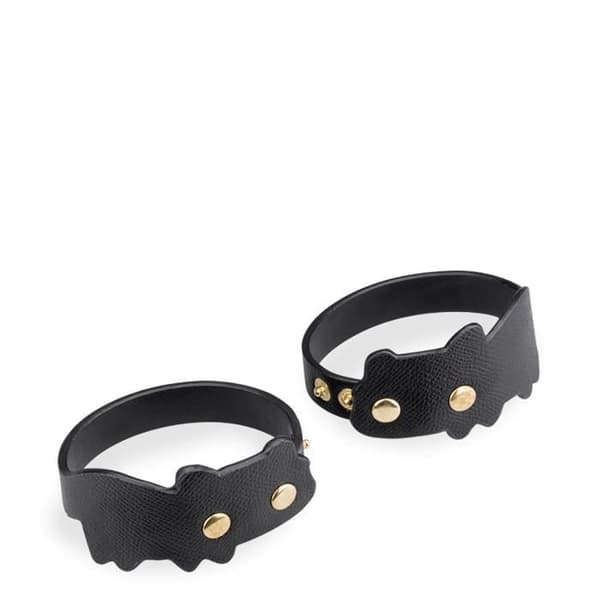 BDSM fotledsarmband i konstläder katt - Svart