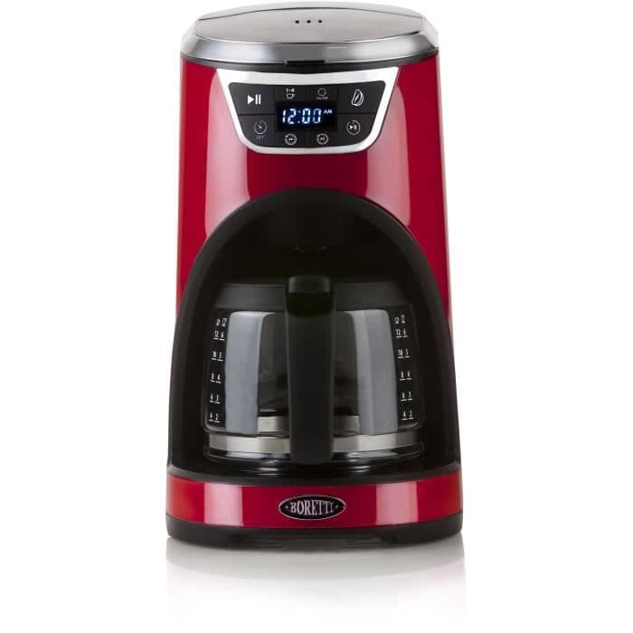 BORETTI B411 Programmerbar kaffebryggare - 1000W - 1,5 L: 12 koppar - Röd