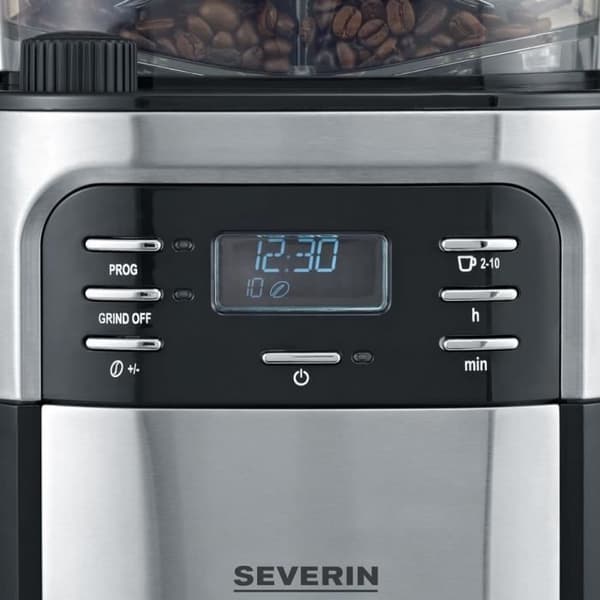 SEVERIN 4810 Kaffebryggare med filter och integrerad kvarn - svart och rostfritt stål - 1000W - 1,4 L