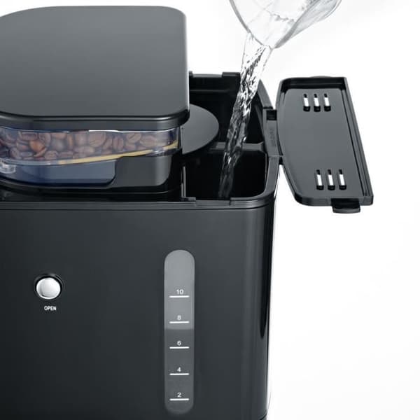 SEVERIN 4810 Kaffebryggare med filter och integrerad kvarn - svart och rostfritt stål - 1000W - 1,4 L
