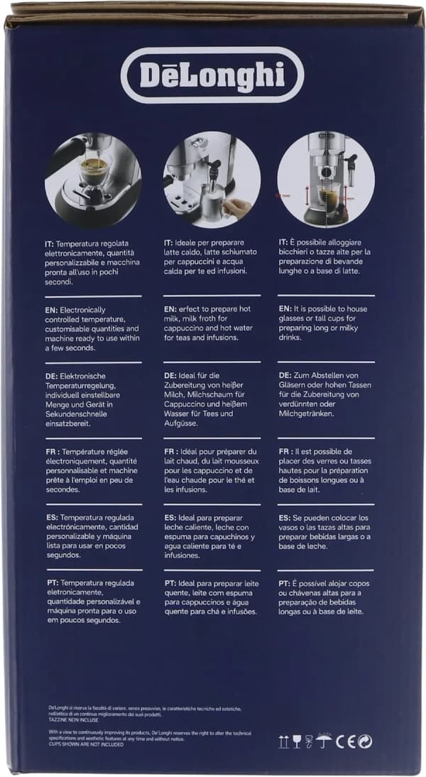 De'Longhi DEDICA EC 685.M - Kaffemaskin med mjölkskummare - 15 bar - metall