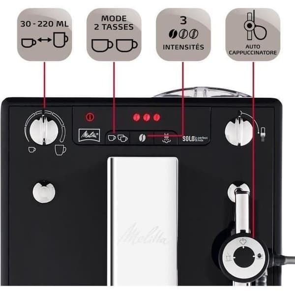 MELITTA E957-101 Automatisk espressomaskin med Caffeo Solo &amp; Perfect Milk slipmaskin - Svart