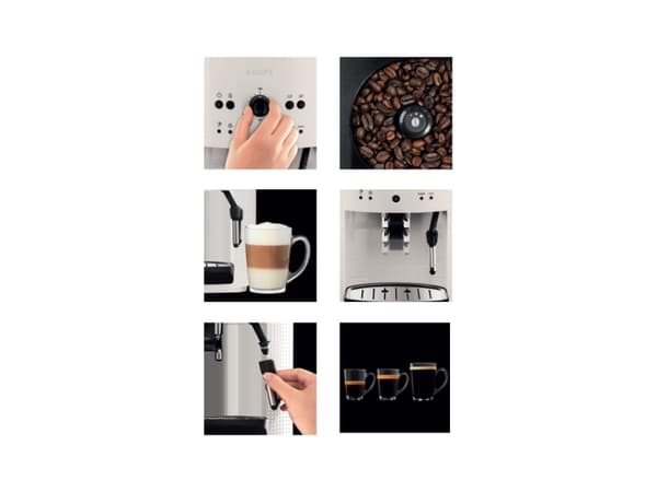 Krups EA8105, Espressomaskin, 1,6 l, Kaffe bønner, Innebygd kaffekvern, 1450 W, Hvit