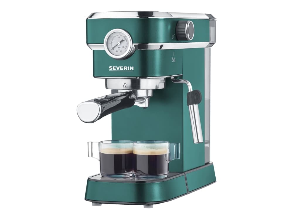SEVERIN Espresa Plus KA 9270 - Kaffemaskin med cappuccinatore - 15 bar - matt green/brushed stainless steel/black