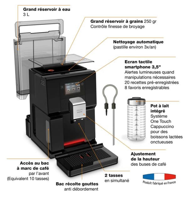KRUPS Intuition Preference kaffemaskin, bönkvarn, espresso cappuccino espressobryggare, pekskärm EA873810