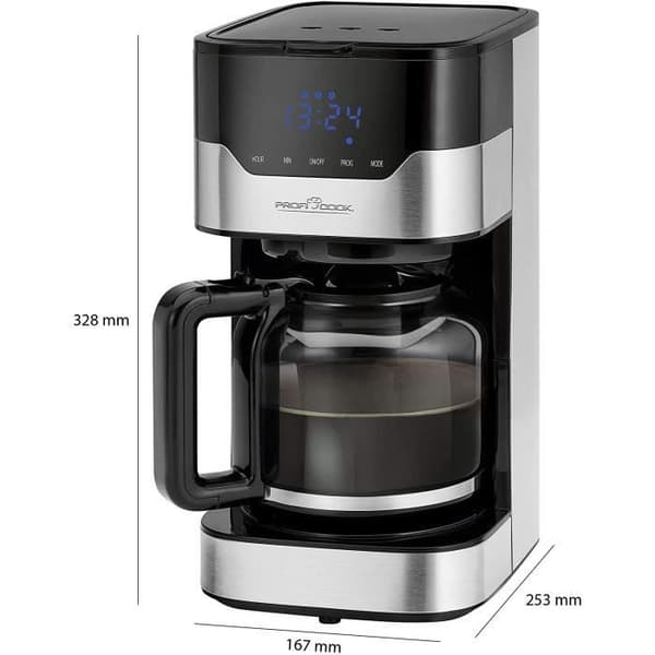 ProfiCook - Kaffemaskin, elektronisk aromvalsfunktion, touchkontrollsensor - pekskärm, 24 timmars LED