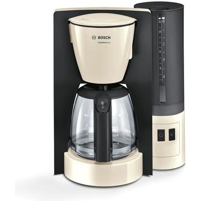 Bosch TKA6A047, Fristående, Droppkaffemaskin, 1,25 L, 1200 W, Beige, Svart