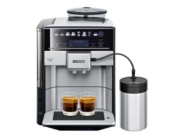 Siemens EQ.6 plus s700, Espressokone, 1,7 L, Kahvipavut, Sisäänrakennettu jauhin, 1500 W, Musta, Ruostumaton teräs