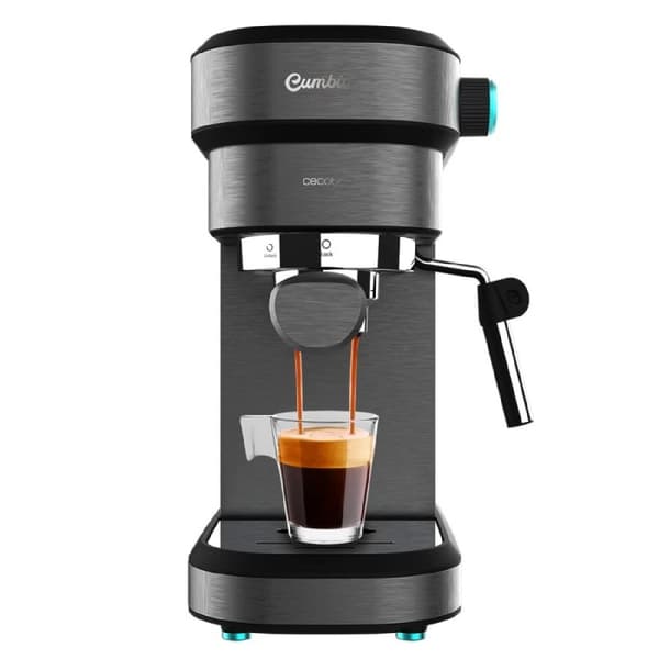 Cecotec 20-bar espresso coffee machine with thermoblock and steam tube.