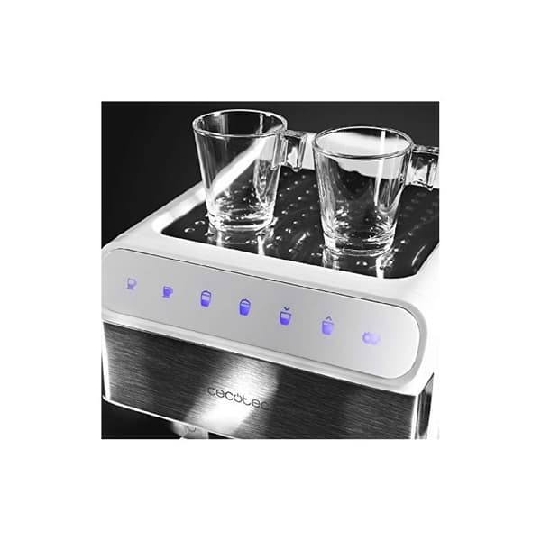 Cecotec 20-bar semi-automatic coffee machine with thermoblock and milk tank.