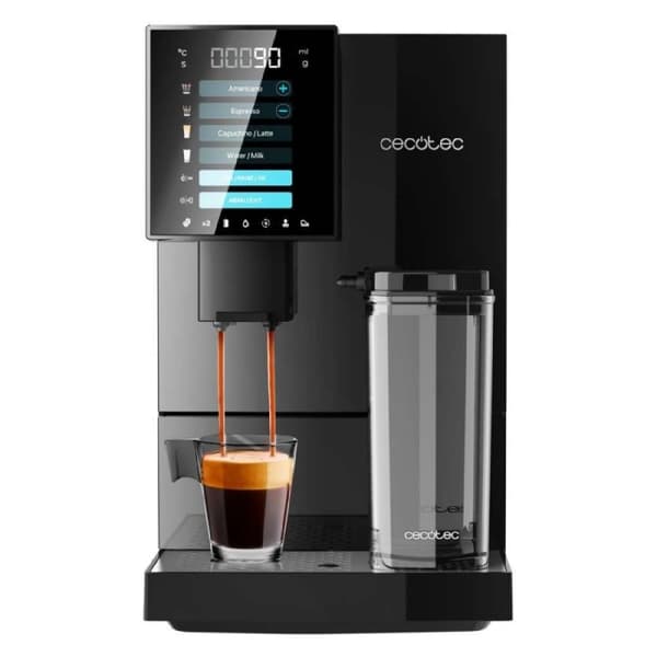 Cecotec Compact 19 bar super-automatic coffee machine with milk tank and Thermoblock system.