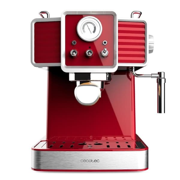 Cecotec 20-bar espresso coffee machine for espresso and cappuccino coffees with pressure gauge and steerable steam tube.