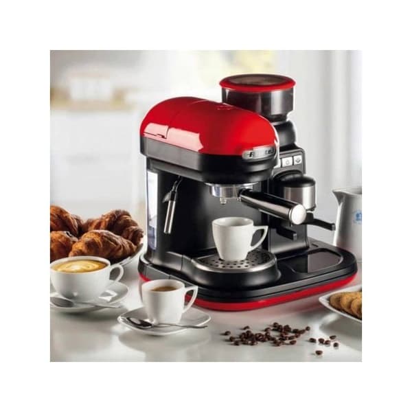 Moderna espressomaskin - ARIETE - Röd och svart - 15 barer - Malet kaffe - 800 ml