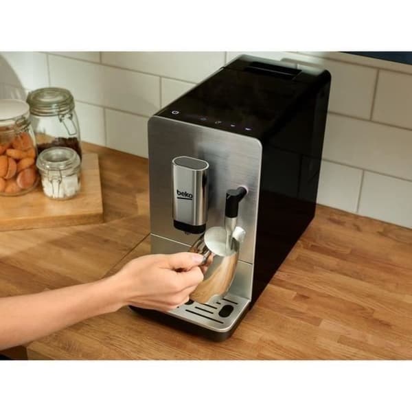 BEKO ceg5301x - Kompakt automatisk espressomaskin - 1350W - Inbyggd kaffebönkvarn - 19 barer - Front i rostfritt stål
