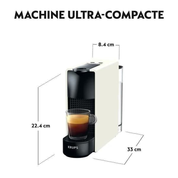 NESPRESSO KRUPS Essenza Mini Espresso kapselkaffemaskin, 0,6 L tank, Snabb förvärmning, Vit YY2912FD