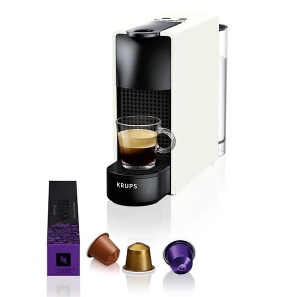 NESPRESSO KRUPS Essenza Mini Espresso kapselkaffemaskin, 0,6 L tank, Snabb förvärmning, Vit YY2912FD