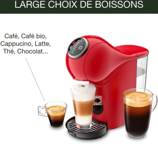 KRUPS Kaffemaskin, Espressobryggare, Kompakt, XL-funktion, Multidrinkar, Genio S Plus röd YY4444FD
