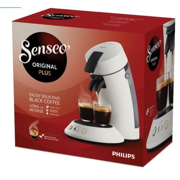 Philips CSA210/11 SENSEO ORIGINAL+ kaffemaskin för kapsel, Aromabooster, Intensitetsväljare, 1 eller koppar, Titanvit