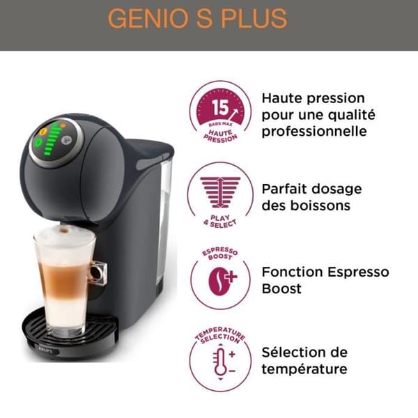 KRUPS Nescafé Dolce Gusto Multidrink kaffemaskin, Kompakt, Högtryck, XL-funktion, Automatisk avstängning, Genio S KP340B10
