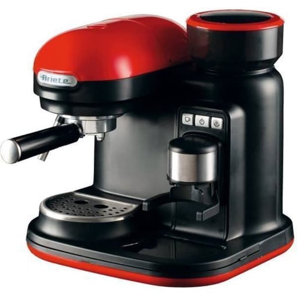 Moderna espressomaskin - ARIETE - Röd och svart - 15 barer - Malet kaffe - 800 ml