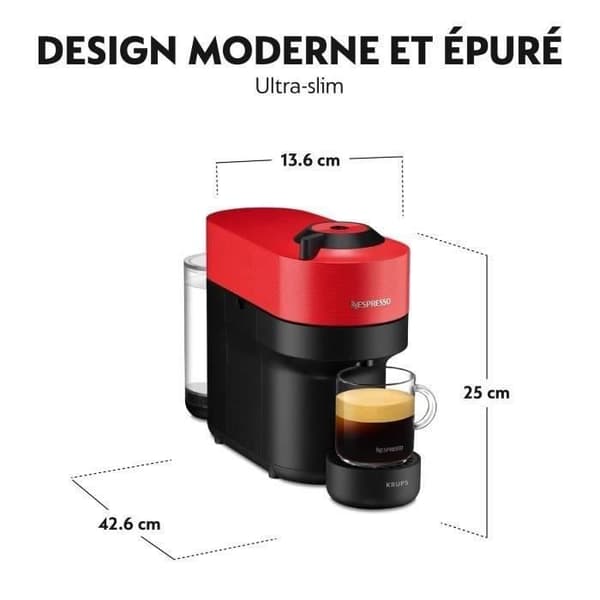 KRUPS NESPRESSO VERTUO POP kaffemaskin Red Espresso kapsel kaffebryggare YY4888FD